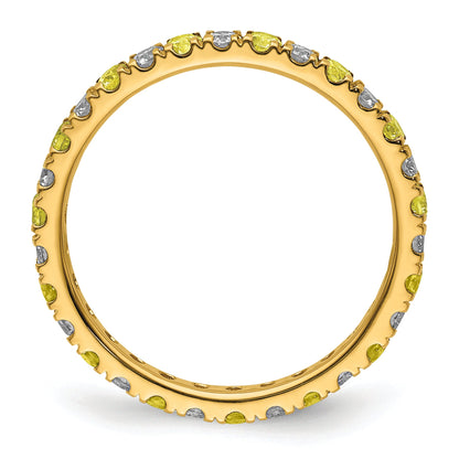 14K Yellow Gold 1/2 Carat Lab Grown Diamond Vs/Si+ G+ And Created Sapphire Size 5.5 Eternity Band (Size 5.5 Only)