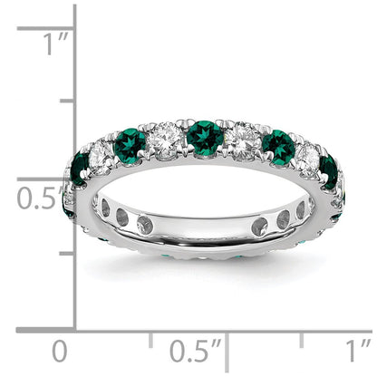 14k White Gold 1 Ct. Lab Grown Diamond VS/SI+ G+ and Lab Created Alexandrite Eternity Band Ring