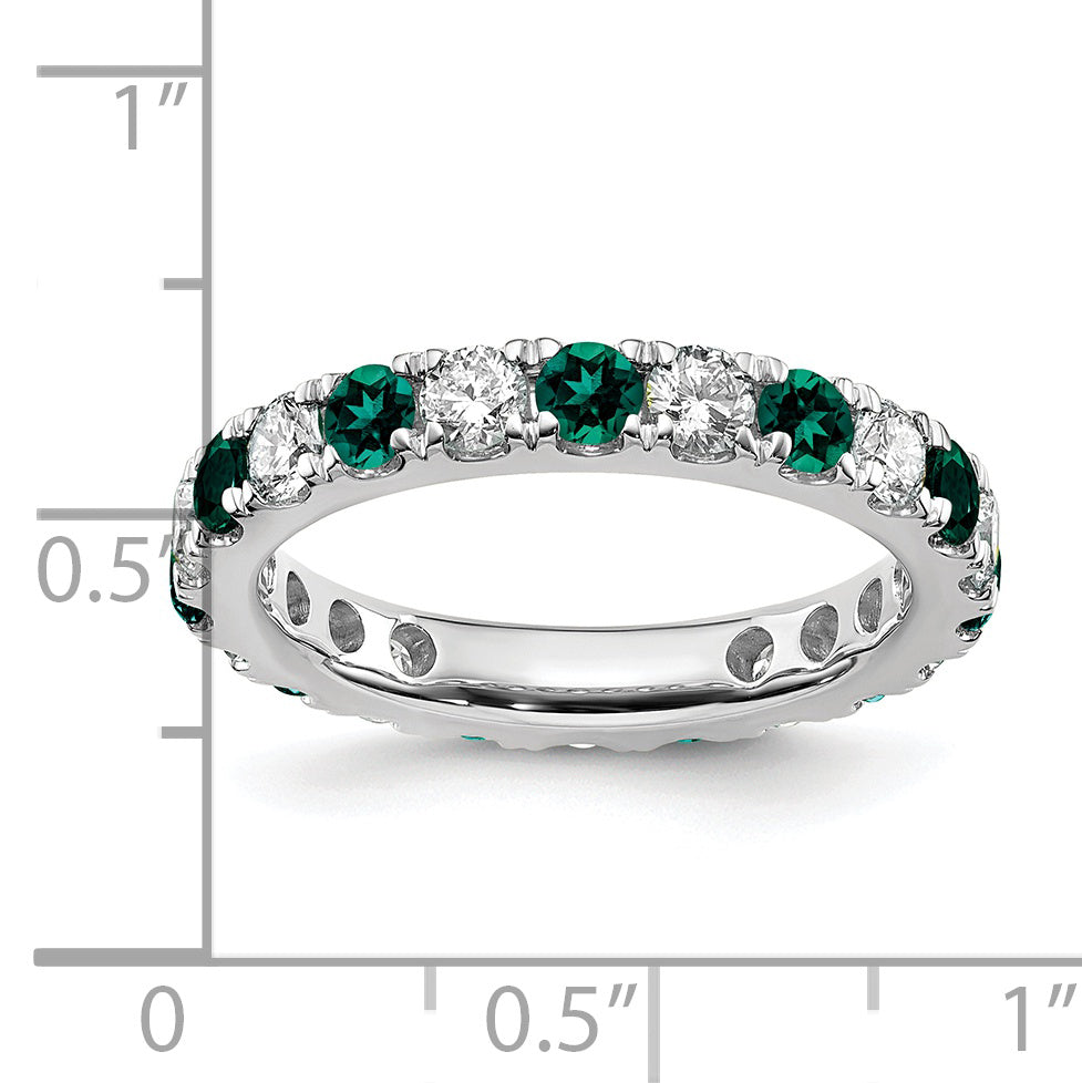 14k White Gold 1 1/5 Ct. Lab Grown Diamond VS/SI+ G+ and Lab Created Alexandrite Eternity Band Ring