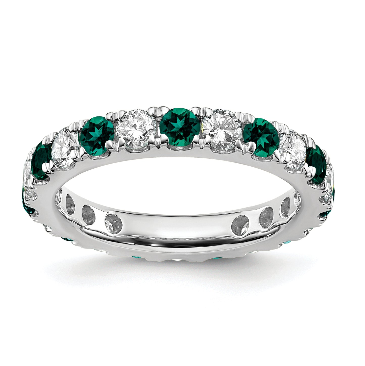 14k White Gold 1 1/5 Ct. Lab Grown Diamond VS/SI+ G+ and Lab Created Alexandrite Eternity Band Ring