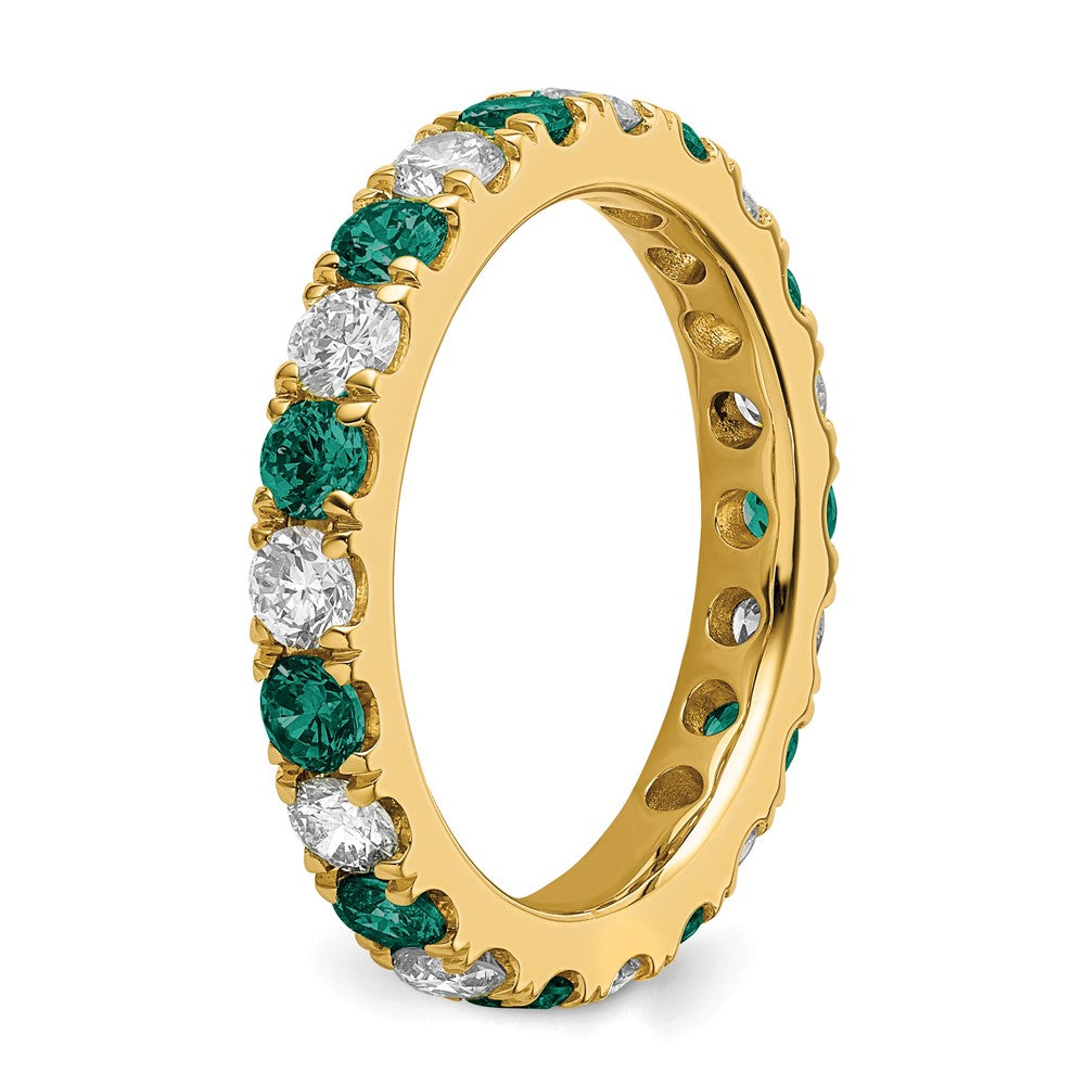 14k Yellow Gold 1 Ct. Lab Grown Diamond VS/SI+ G+ and Lab Created Alexandrite Size 6.5 Eternity Band