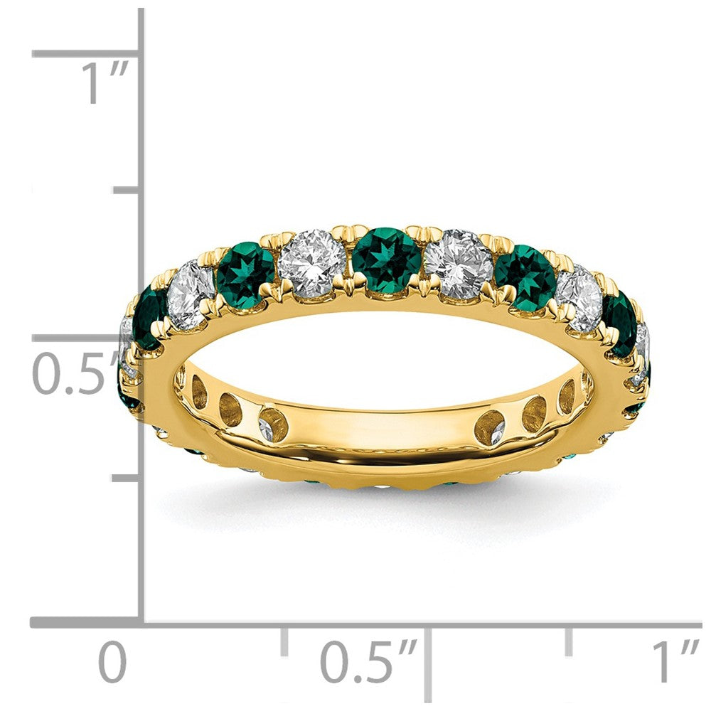 14k Yellow Gold 1 Ct. Lab Grown Diamond VS/SI+ G+ and Lab Created Alexandrite Size 6.5 Eternity Band