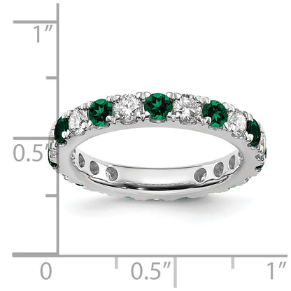 14k White Gold 1 1/5 Ct. Lab Grown Diamond VS/SI+ G+ and Lab Created Emerald Eternity Band Ring
