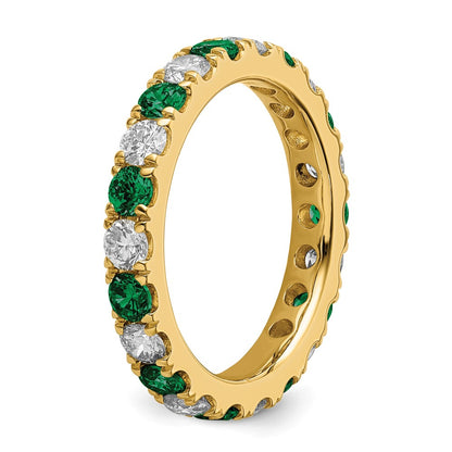 14k Yellow Gold 3/4 Ct. Lab Grown Diamond VS/SI+ G+ and Lab Created Emerald Eternity Band Ring