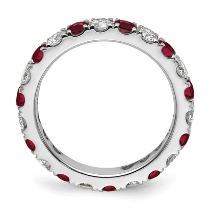 14k White Gold 1 1/5 Ct. Lab Grown Diamond VS/SI+ G+ and Lab Created Ruby Size 7 Eternity Band