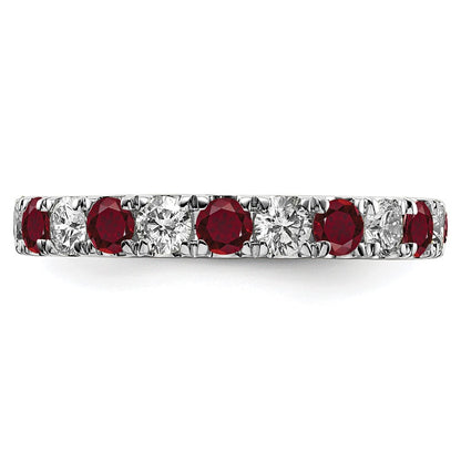 14k White Gold 1 1/5 Ct. Lab Grown Diamond VS/SI+ G+ and Lab Created Ruby Size 7 Eternity Band