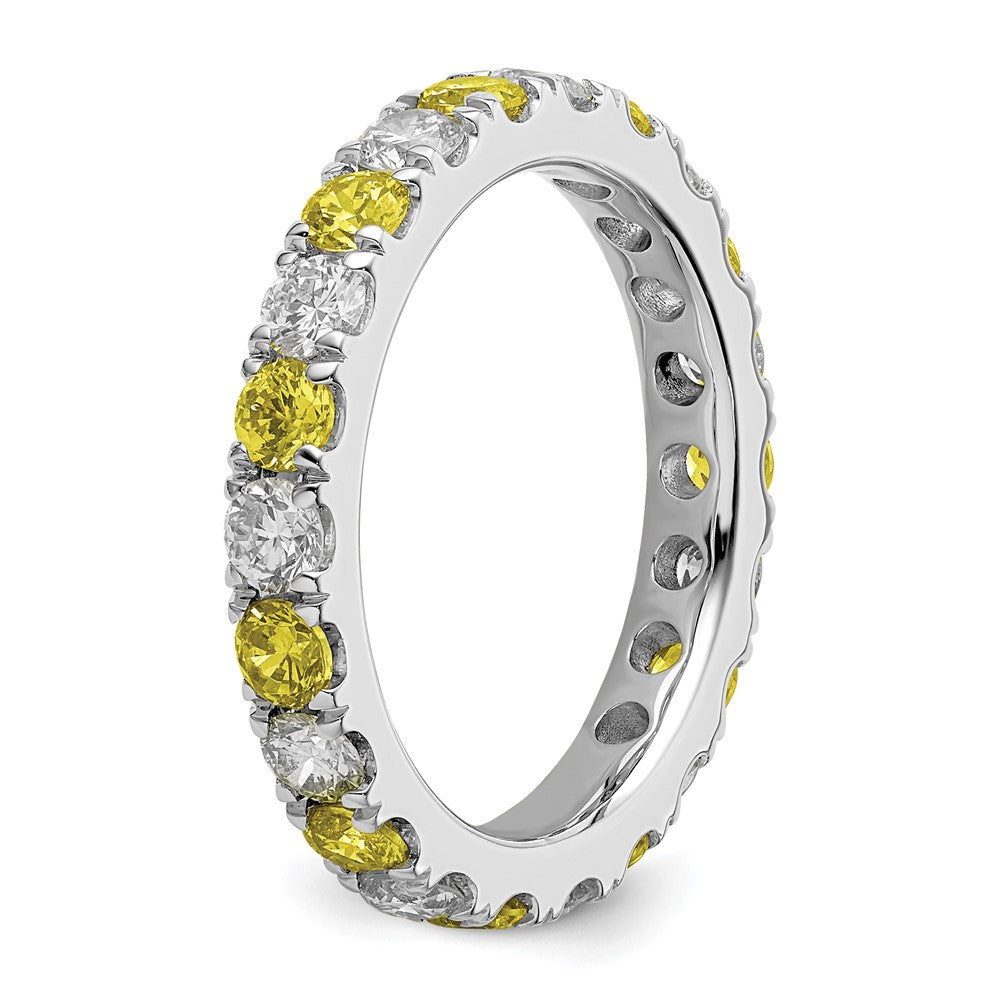 14k White Gold 1 1/5 Ct. Lab Grown Diamond VS/SI+ G+ and Lab Created Ruby Size 7 Eternity Band