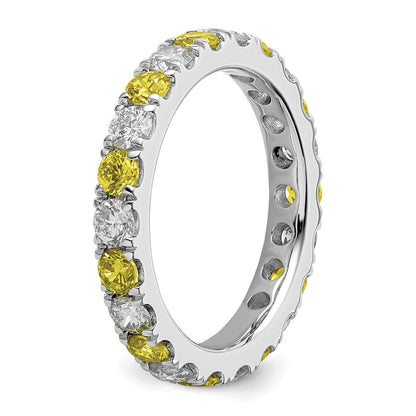 14k White Gold 1 1/5 Ct. Lab Grown Diamond VS/SI+ G+ and Lab Created Ruby Size 7 Eternity Band