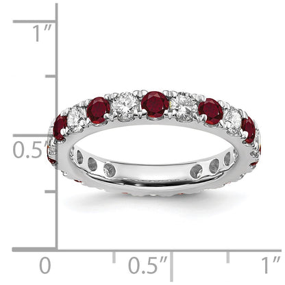 14k White Gold 1 1/5 Ct. Lab Grown Diamond VS/SI+ G+ and Lab Created Ruby Size 7 Eternity Band