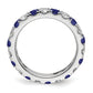 14k White Gold 1 Ct. Lab Grown Diamond VS/SI+ G+ and Lab Created Blue Sapphire Eternity Band Ring