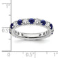 14k White Gold 1 Ct. Lab Grown Diamond VS/SI+ G+ and Lab Created Blue Sapphire Eternity Band Ring