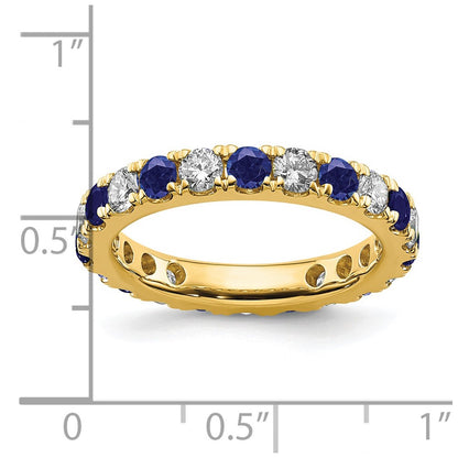 14k Yellow Gold 1 1/5 Ct. Lab Grown Diamond VS/SI+ G+ and Lab Created Blue Sapphire Eternity Band Ring