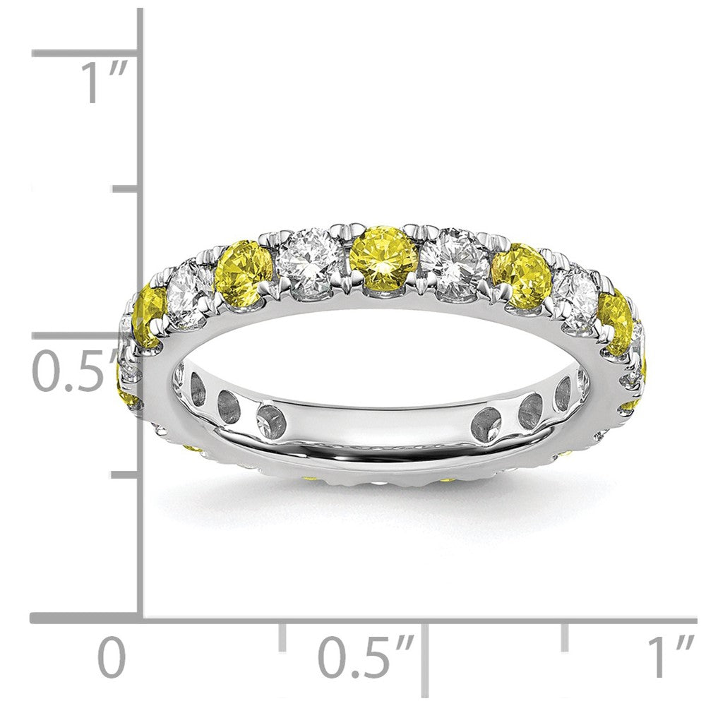 14k White Gold 1 1/5 Ct. Lab Grown Diamond VS/SI+ G+ and Lab Created Yellow Sapphire Eternity Band Ring