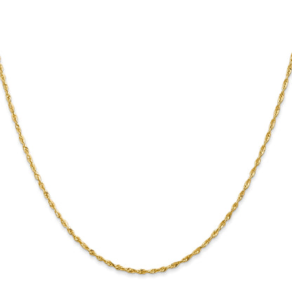 14K Yellow Gold 18 Inch 1.5mm Extra Light Diamond-Cut Rope With Lobster Clasp Chain Necklace
