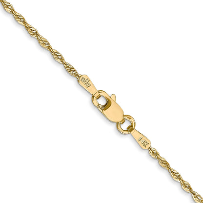 14K Yellow Gold 16 Inch 1.5mm Extra Light Diamond-Cut Rope With Lobster Clasp Chain Necklace