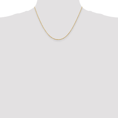 14K Yellow Gold 18 Inch 1.5mm Extra Light Diamond-Cut Rope With Lobster Clasp Chain Necklace