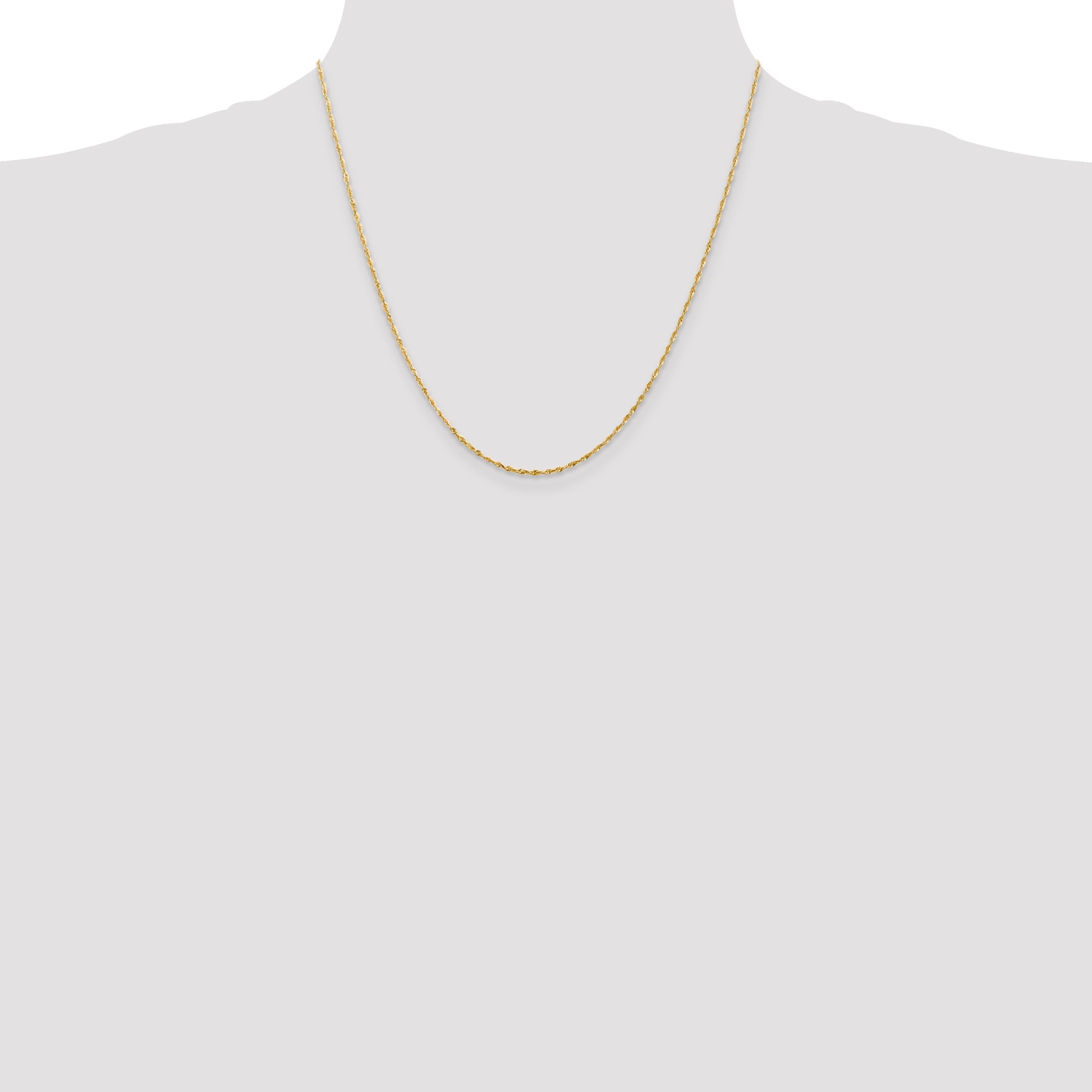 14K Yellow Gold 20 Inch 1.5mm Extra Light Diamond-Cut Rope With Lobster Clasp Chain Necklace