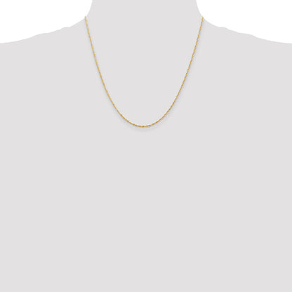 14K Yellow Gold 20 Inch 1.5mm Extra Light Diamond-Cut Rope With Lobster Clasp Chain Necklace