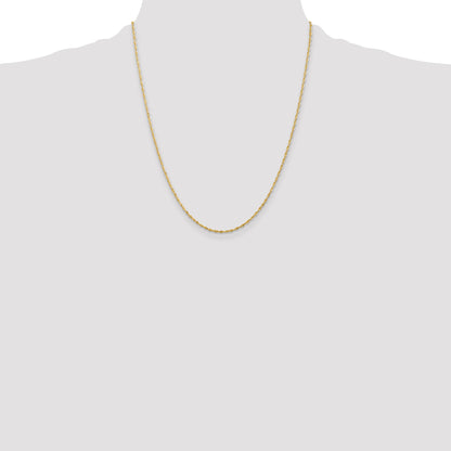14K Yellow Gold 22 Inch 1.5mm Extra Light Diamond-Cut Rope With Lobster Clasp Chain Necklace