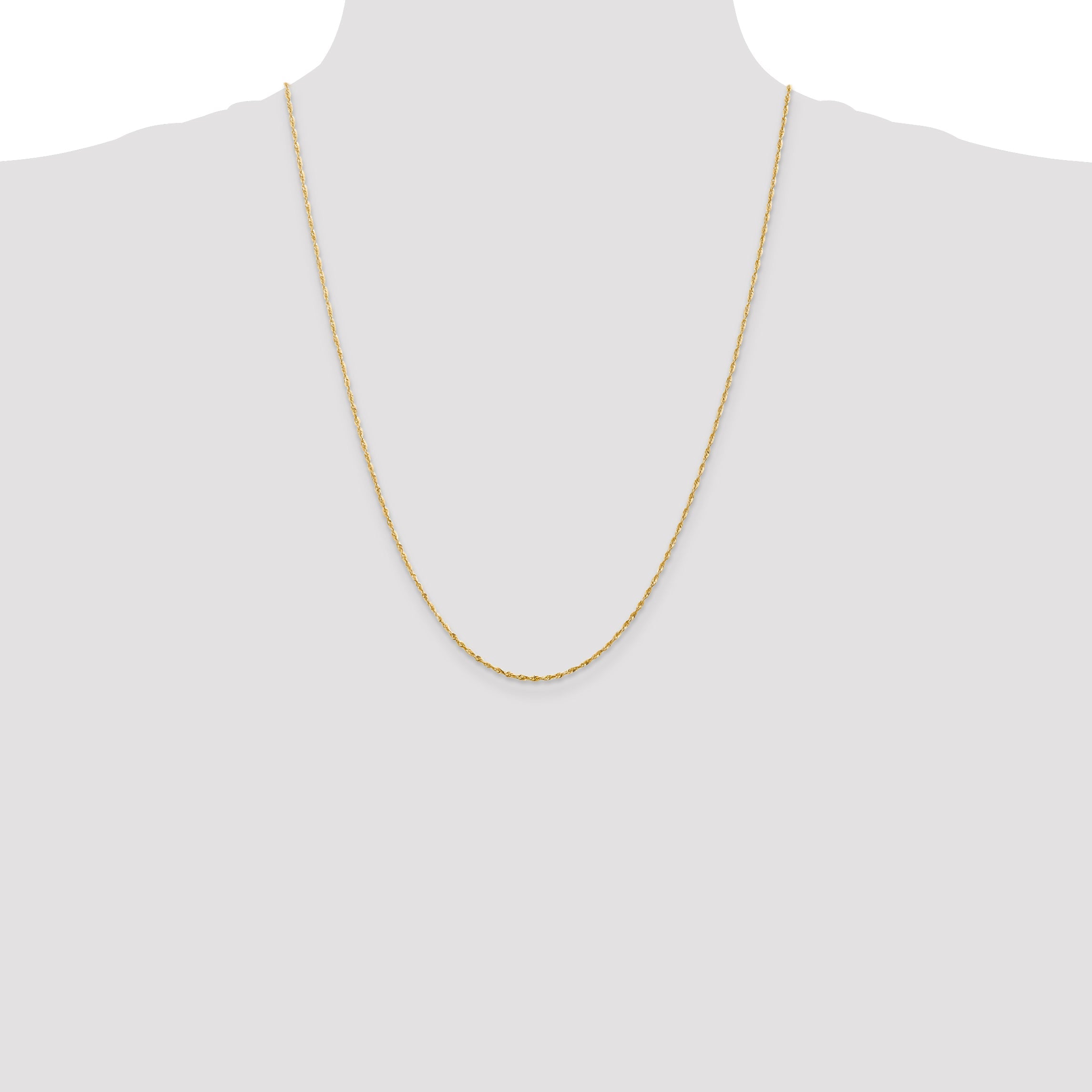 14K Yellow Gold 24 Inch 1.5mm Extra Light Diamond-Cut Rope With Lobster Clasp Chain Necklace
