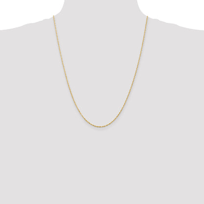 14K Yellow Gold 24 Inch 1.5mm Extra Light Diamond-Cut Rope With Lobster Clasp Chain Necklace