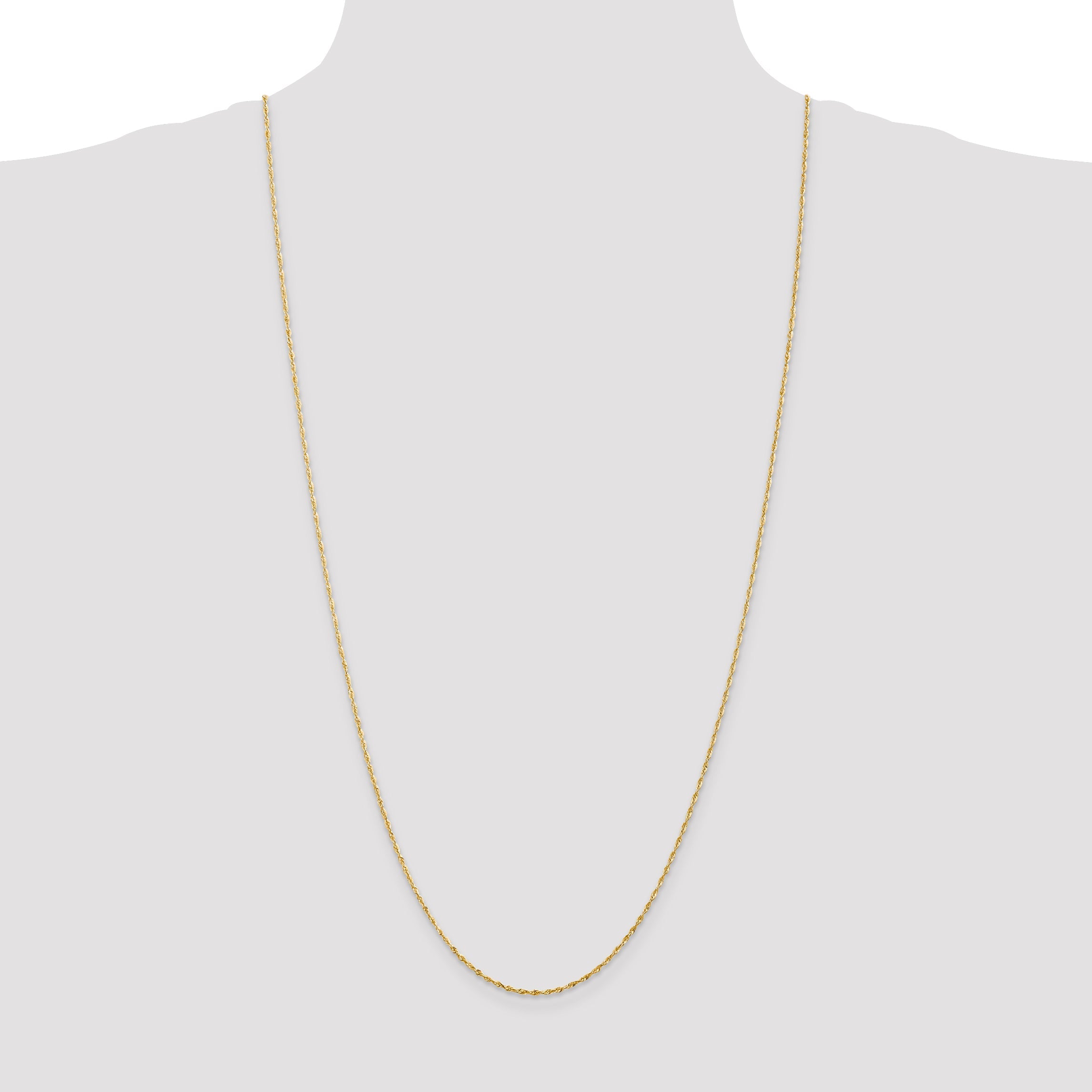 14K Yellow Gold 30 Inch 1.5mm Extra Light Diamond-Cut Rope With Lobster Clasp Chain Necklace