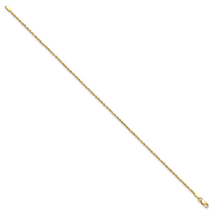 14k Yellow Gold 8 inch 1.5mm Extra Light Diamond-cut Rope with Lobster Clasp Chain Bracelet