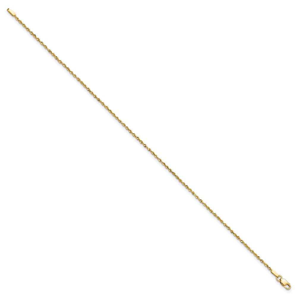 14K Yellow Gold 10 Inch 1.5mm Extra Light Diamond-Cut Rope With Lobster Clasp Anklet
