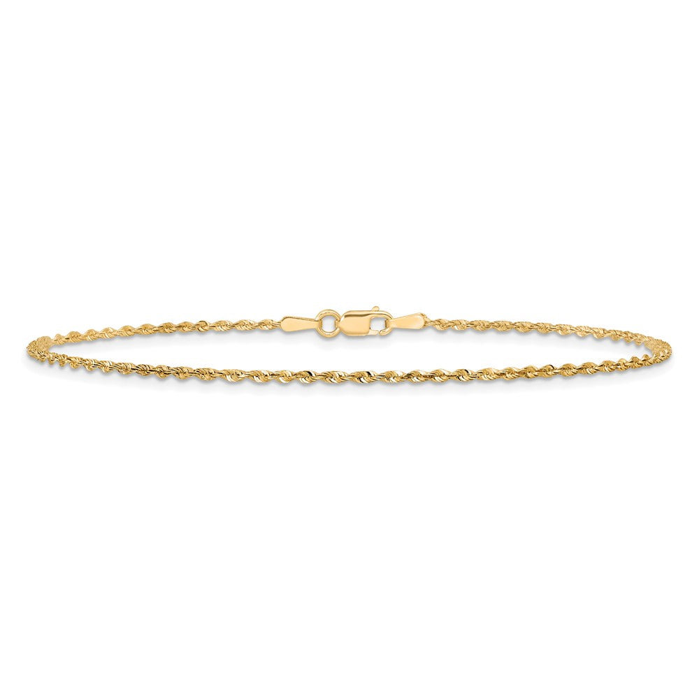 14K Yellow Gold 10 Inch 1.5mm Extra Light Diamond-Cut Rope With Lobster Clasp Anklet