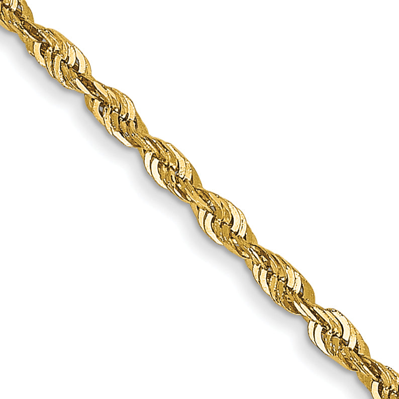 14K Yellow Gold 20 Inch 1.5mm Extra Light Diamond-Cut Rope With Lobster Clasp Chain Necklace