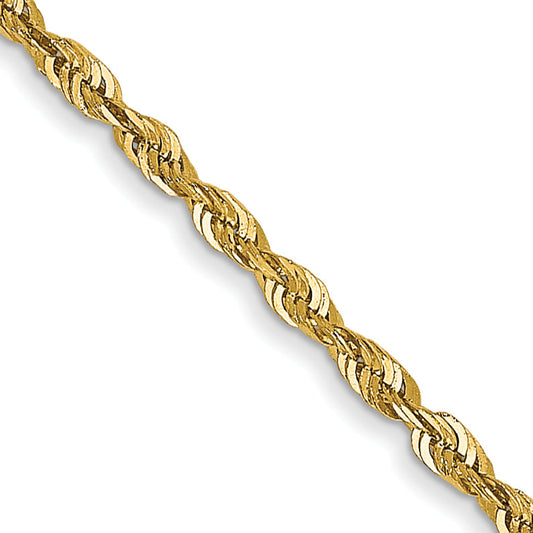 14K Yellow Gold 16 Inch 1.5mm Extra Light Diamond-Cut Rope With Lobster Clasp Chain Necklace
