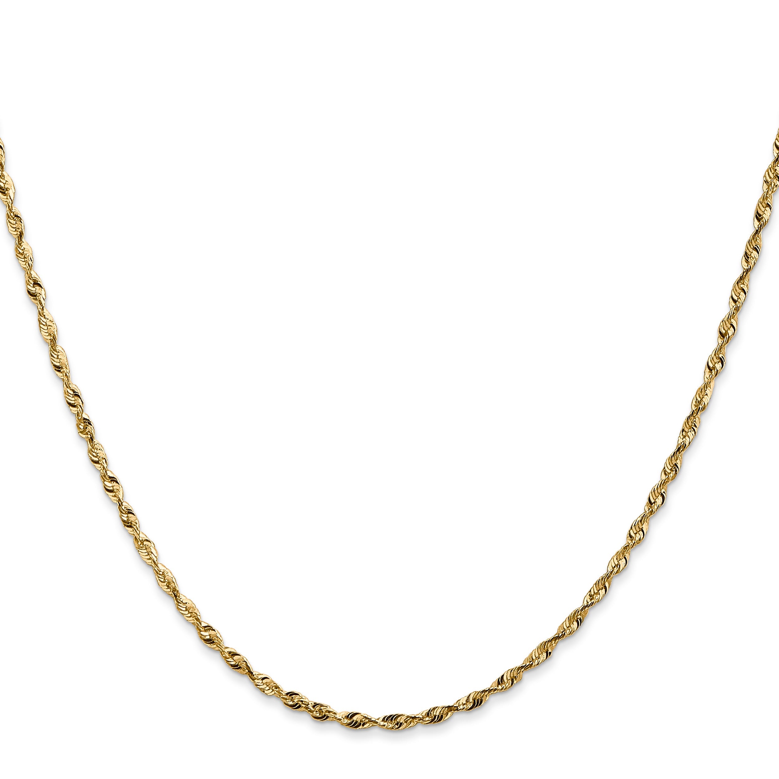 14K Yellow Gold 24 Inch 1.8mm Extra Light Diamond-Cut Rope With Lobster Clasp Chain Necklace