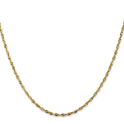 14K Yellow Gold 18 Inch 1.8mm Extra Light Diamond-Cut Rope With Lobster Clasp Chain Necklace