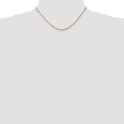 14K Yellow Gold 16 Inch 1.8mm Extra Light Diamond-Cut Rope With Lobster Clasp Chain Necklace