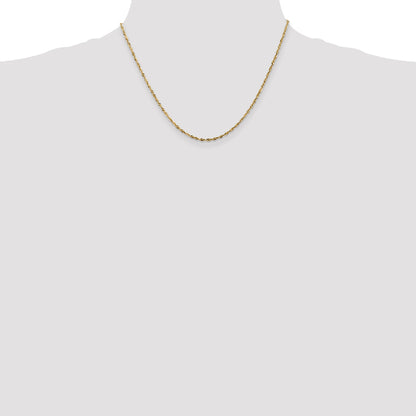 14K Yellow Gold 18 Inch 1.8mm Extra Light Diamond-Cut Rope With Lobster Clasp Chain Necklace