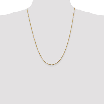 14K Yellow Gold 24 Inch 1.8mm Extra Light Diamond-Cut Rope With Lobster Clasp Chain Necklace