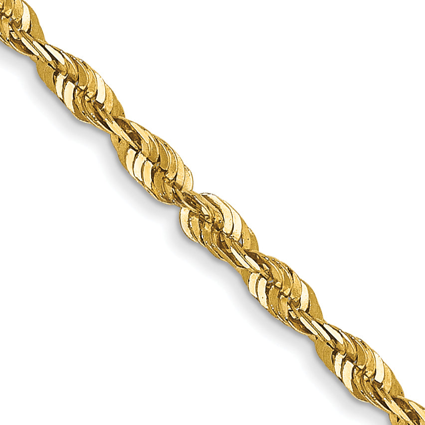 14K Yellow Gold 16 Inch 1.8mm Extra Light Diamond-Cut Rope With Lobster Clasp Chain Necklace