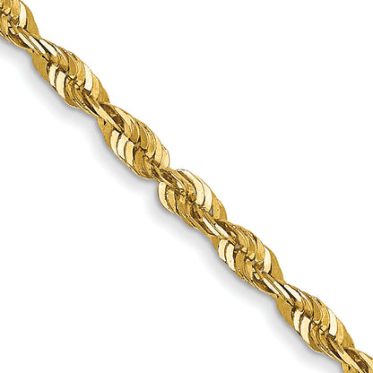14K Yellow Gold 24 Inch 1.8mm Extra Light Diamond-Cut Rope With Lobster Clasp Chain Necklace