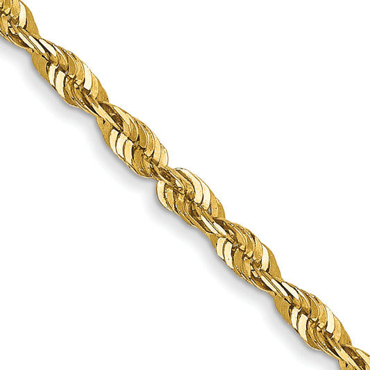 14K Yellow Gold 24 Inch 1.8mm Extra Light Diamond-Cut Rope With Lobster Clasp Chain Necklace