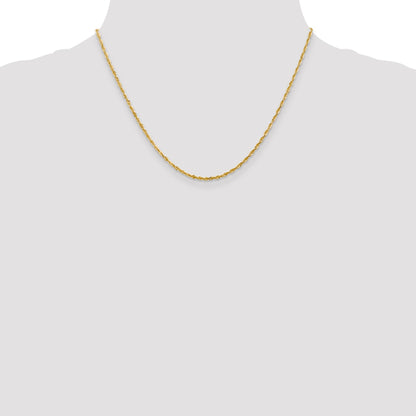 14K Yellow Gold 18 Inch 2mm Extra Light Diamond-Cut Rope With Lobster Clasp Chain Necklace