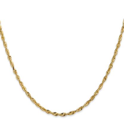14K Yellow Gold 20 Inch 2.5mm Extra Light Diamond-Cut Rope With Lobster Clasp Chain Necklace