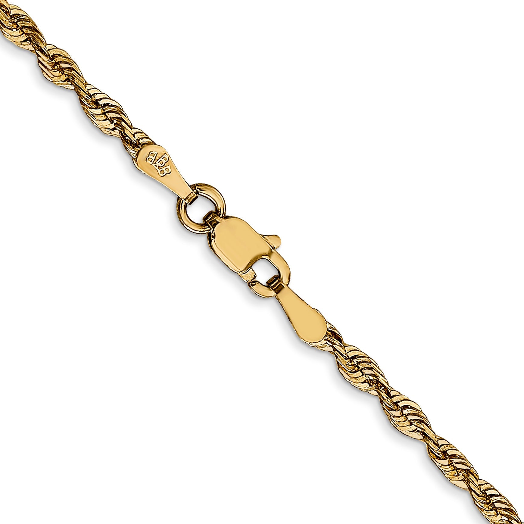 14K Yellow Gold 18 Inch 2.5mm Extra Light Diamond-Cut Rope With Lobster Clasp Chain Necklace