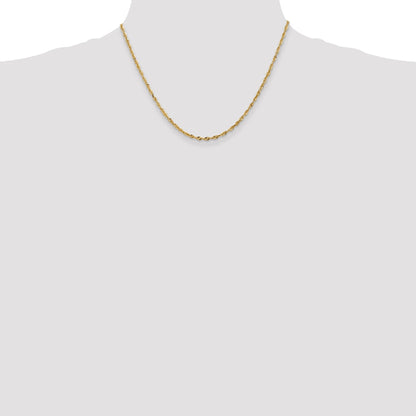 14K Yellow Gold 18 Inch 2.5mm Extra Light Diamond-Cut Rope With Lobster Clasp Chain Necklace