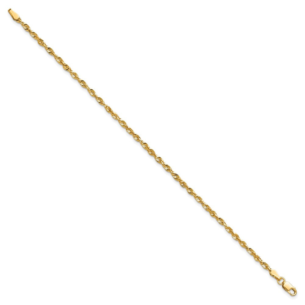 14K Yellow Gold 10 Inch 2.5mm Extra Light Diamond-Cut Rope With Lobster Clasp Anklet
