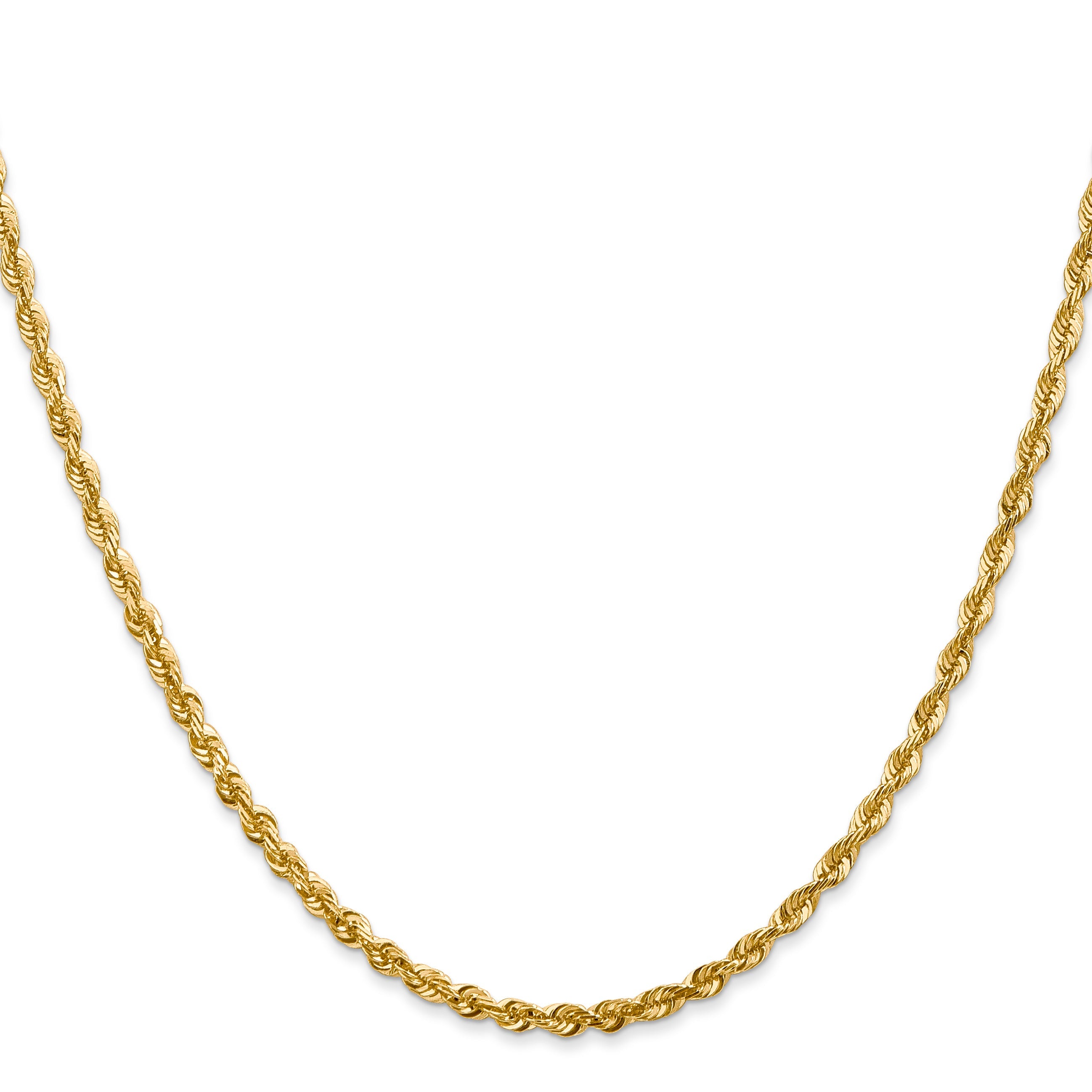 14K Yellow Gold 24 Inch 2.75mm Extra Light Diamond-Cut Rope With Lobster Clasp Chain Necklace