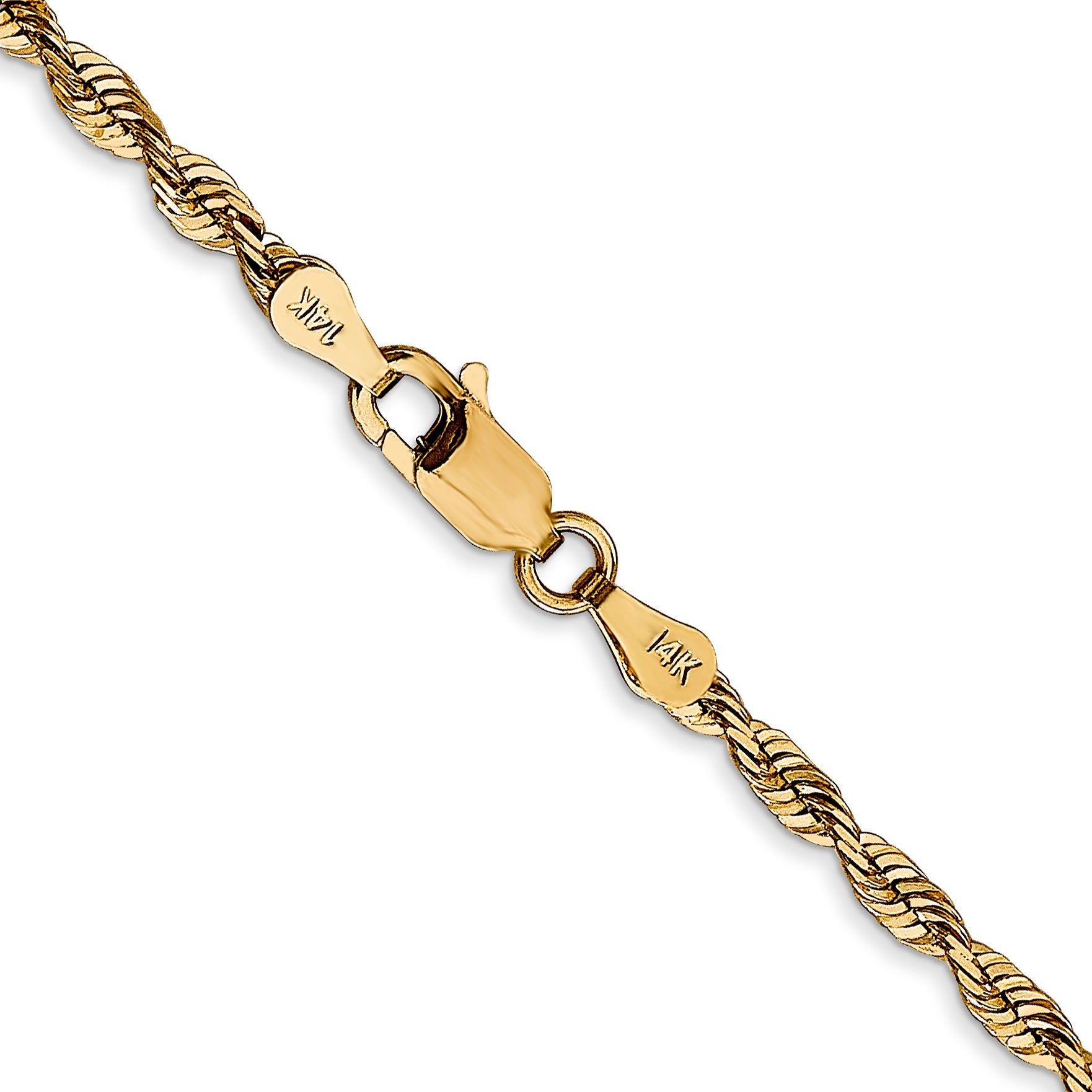14K Yellow Gold 24 Inch 2.75mm Extra Light Diamond-Cut Rope With Lobster Clasp Chain Necklace