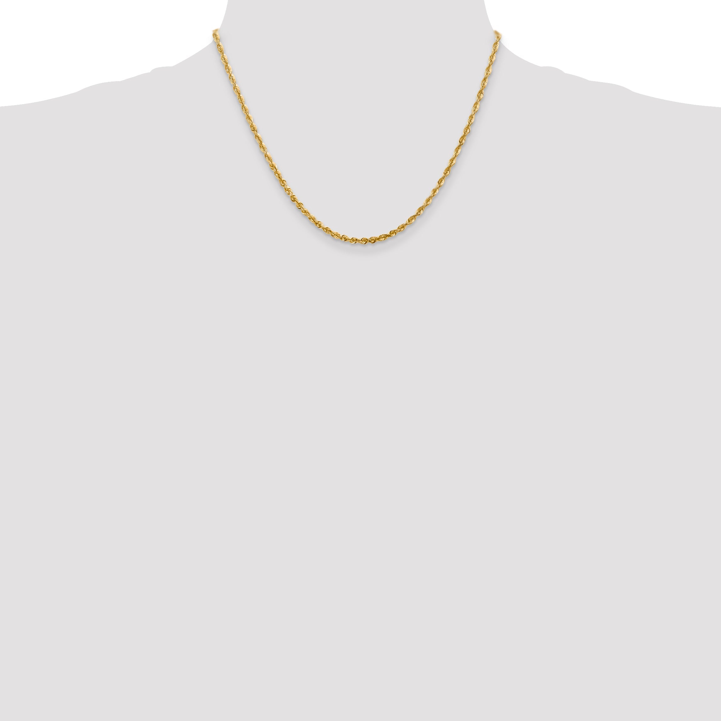 14K Yellow Gold 18 Inch 2.75mm Extra Light Diamond-Cut Rope With Lobster Clasp Chain Necklace