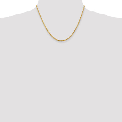 14K Yellow Gold 18 Inch 2.75mm Extra Light Diamond-Cut Rope With Lobster Clasp Chain Necklace