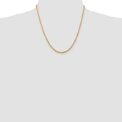 14K Yellow Gold 20 Inch 2.75mm Extra Light Diamond-Cut Rope With Lobster Clasp Chain Necklace