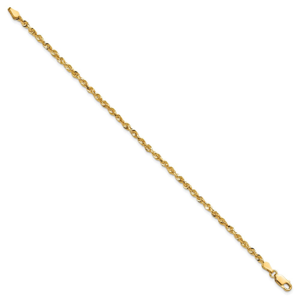 14K Yellow Gold 9 Inch 2.75mm Extra Light Diamond-Cut Rope With Lobster Clasp Anklet